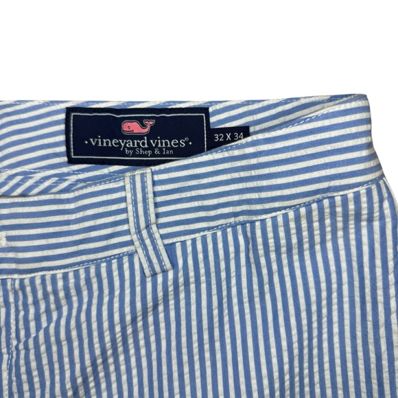 Vineyard Vines Pants Men's 32x34 Slim Fit Seersucker Chino Striped Blue White - Picture 3 of 6
